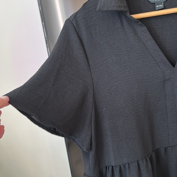 Tahari Black Short Sleeves Tiered Dress Size XL NEW - Picture 4 of 14